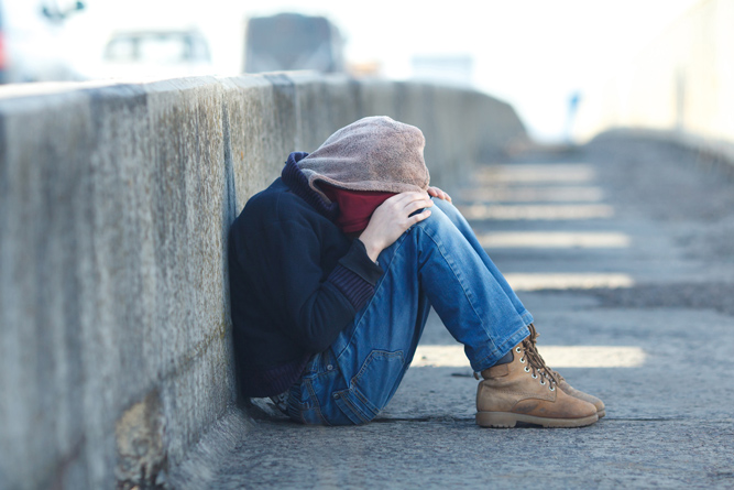 depressed guy alone outside