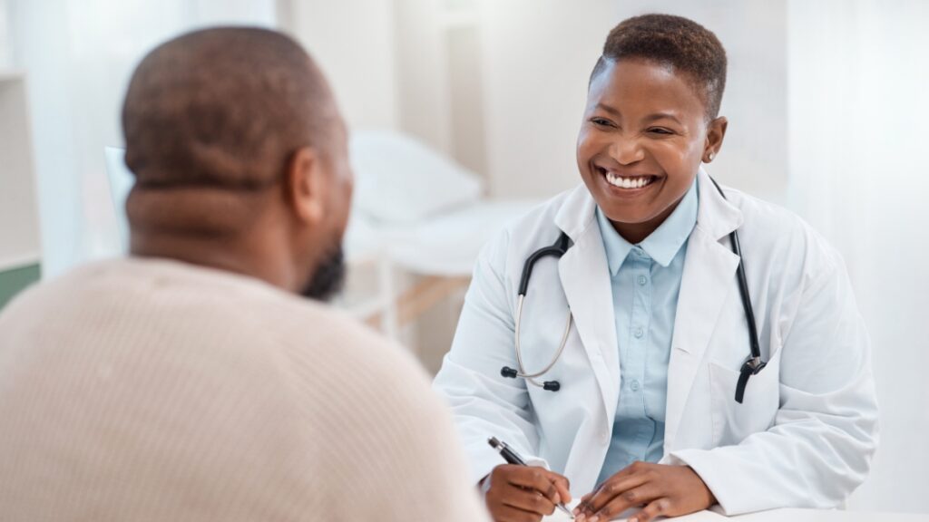 A man talks to his doctor about beginning a cocaine addiction treatment program in Ohio