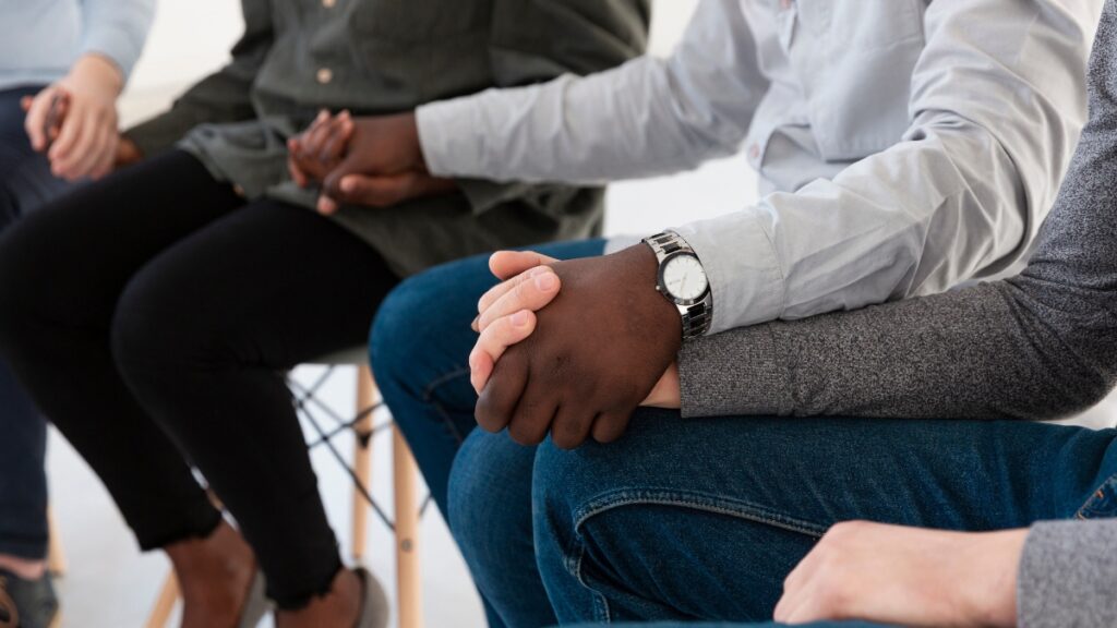 A group treatment exercise during recovry treatment.