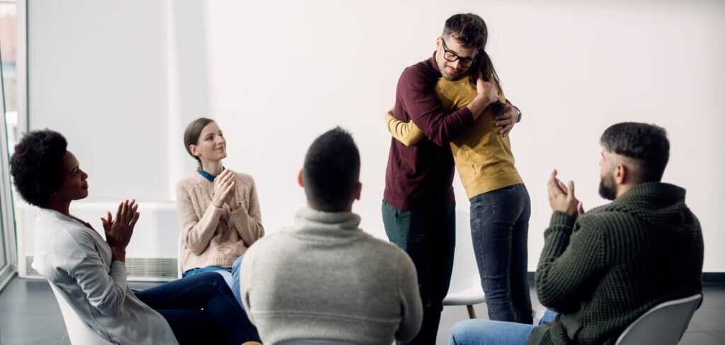 Alumni supporting each other after Ohio depression treatment.
