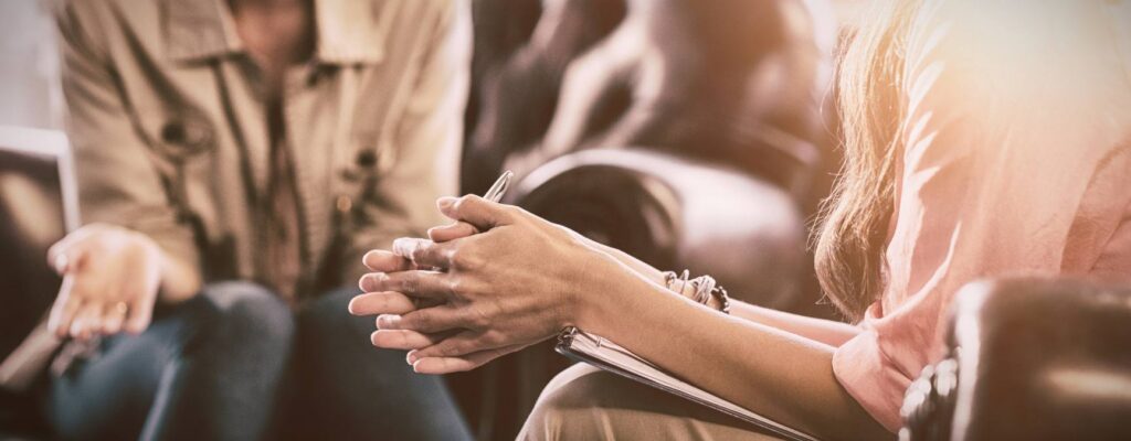 Therapy session at a drug rehab near Akron, Ohio.